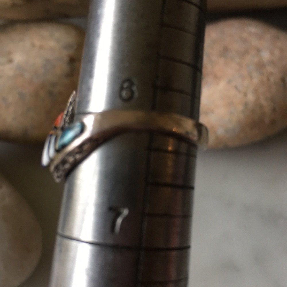 SOLDVintage Zuni Native American Inlay Ring Size 6 - Picture 7 of 8
